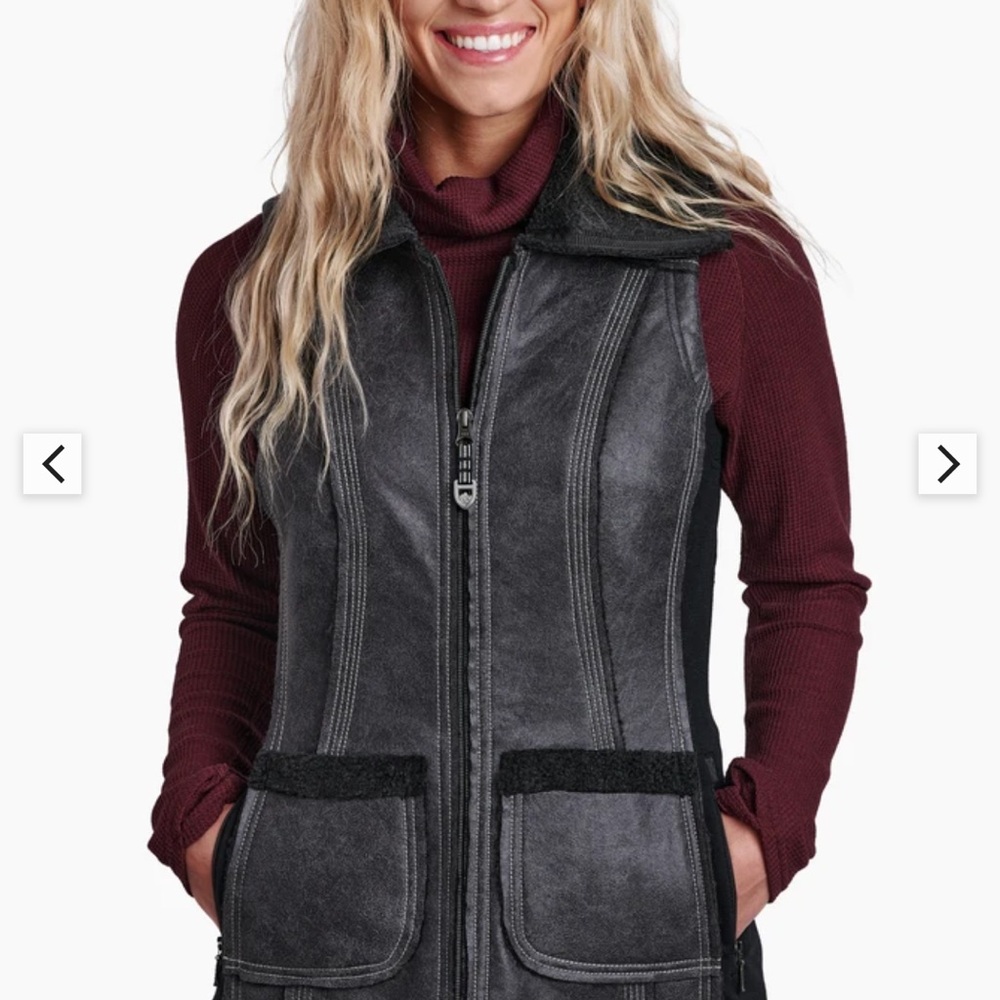 Kuhl Womens Dani Sherpa Vest Raven Black Gray Small